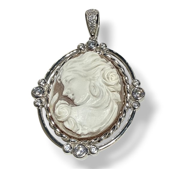 Pendant Mandile 1922 Woman Cammei  in Silver Conchiglia 2CPPCI25583 - 2CPPCI25583